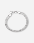 Silver braided bracelet on a white background