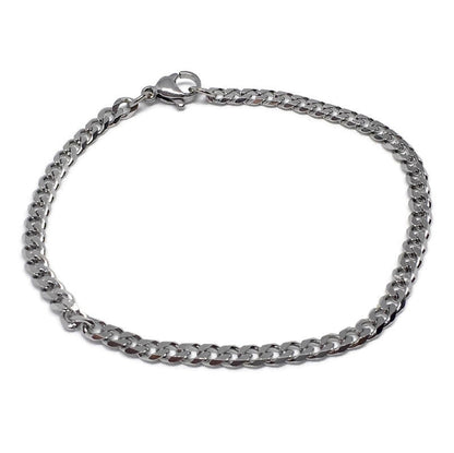 Silver chain bracelet on a white background