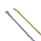 Two gold and silver rope chain necklaces on a white background