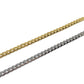 Two gold and silver chain necklaces on a white background