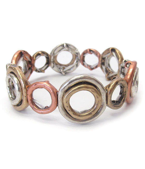 Vintage Metal Multi-Ring Stretch Bracelet